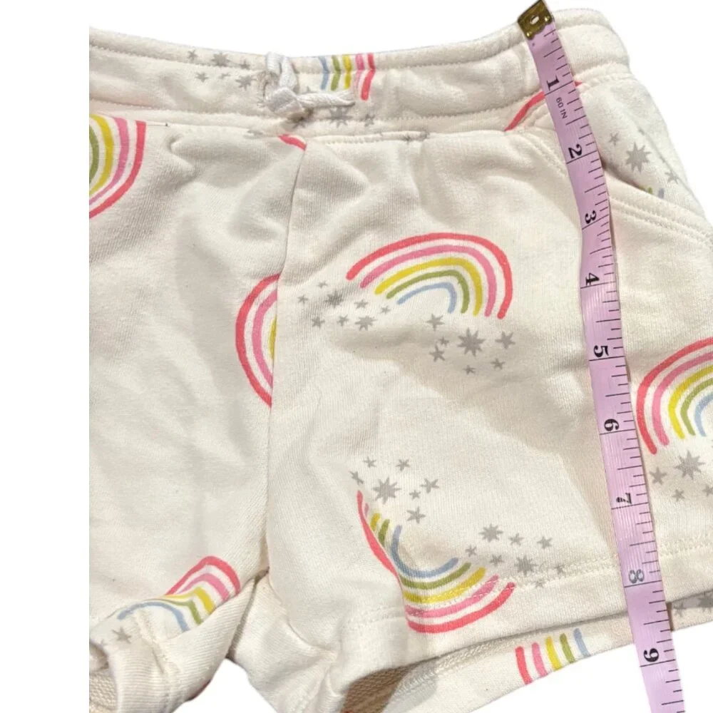 Old Navy toddler girl rainbow print terry pull‎ on drawstring shorts sz 4T
